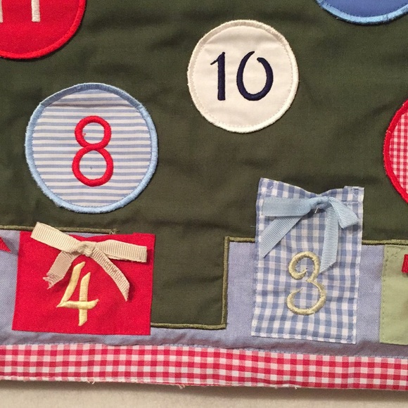 Pottery Barn blue chambray wall hanging Christmas countdown advent calendar - Picture 8 of 16